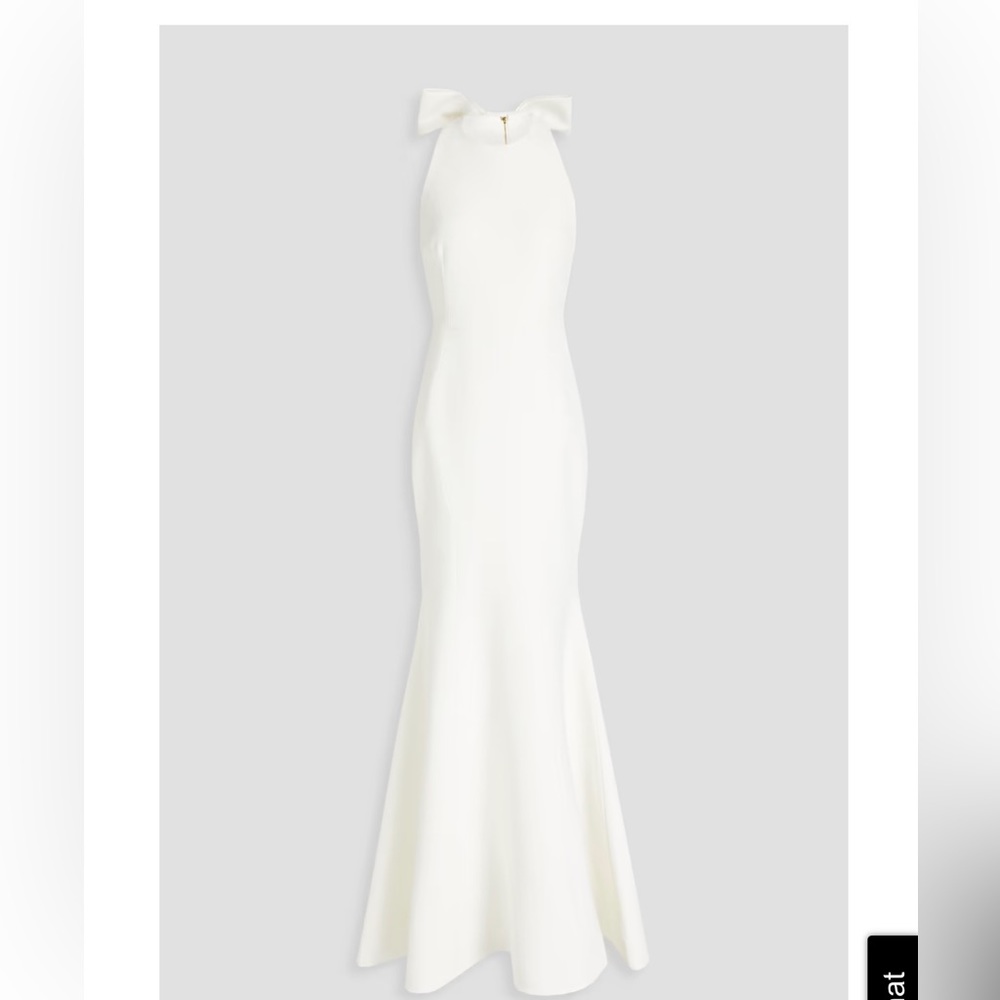 Rebecca Vallance Love-Bow embellished crepe gown. BLACK